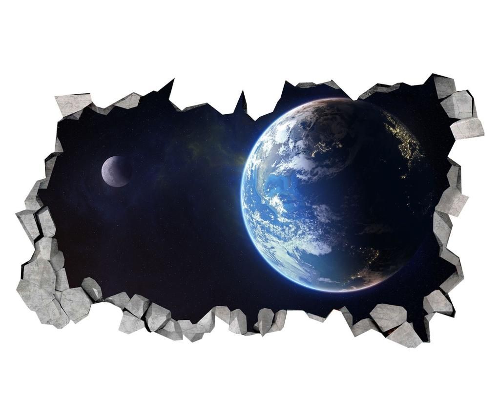 Sticker decorativ, gaura in perete 3D, Planeta, 85 cm, 1039STK-2 - BV