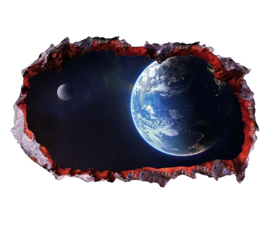 Sticker decorativ, gaura in perete 3D, Planeta, 85 cm, 1039STK-1 - BV