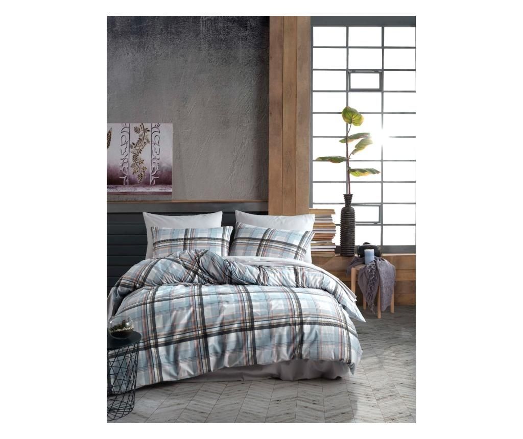 Lenjerie de pat King Ranforce Milano - Majoli Bahar Home Collection, Albastru