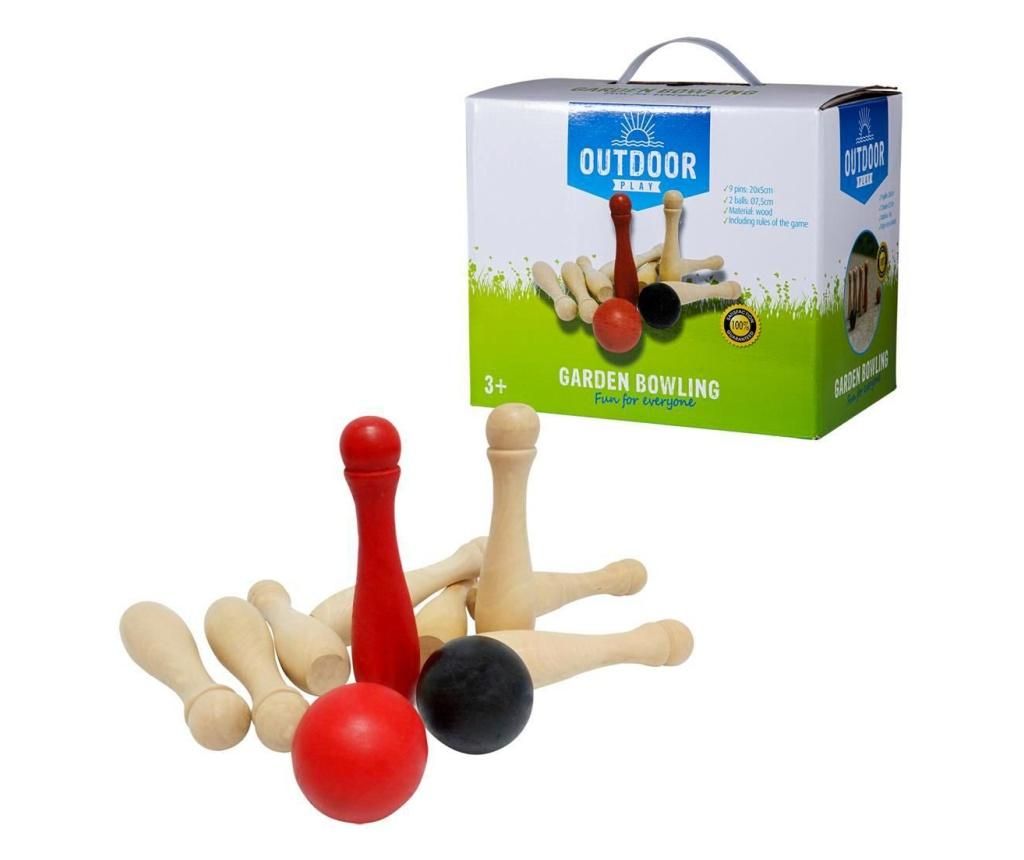 Bowling din lemn pentru exterior, cu 9 popice si 2 bile - Outdoor Play