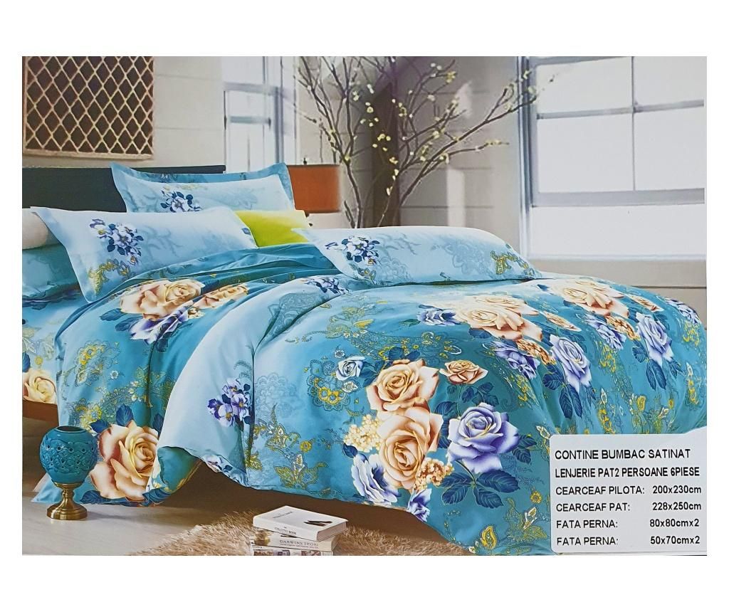 Lenjerie de pat albastra cu trandafiri, 230×250 cm – OEM OEM imagine 2022
