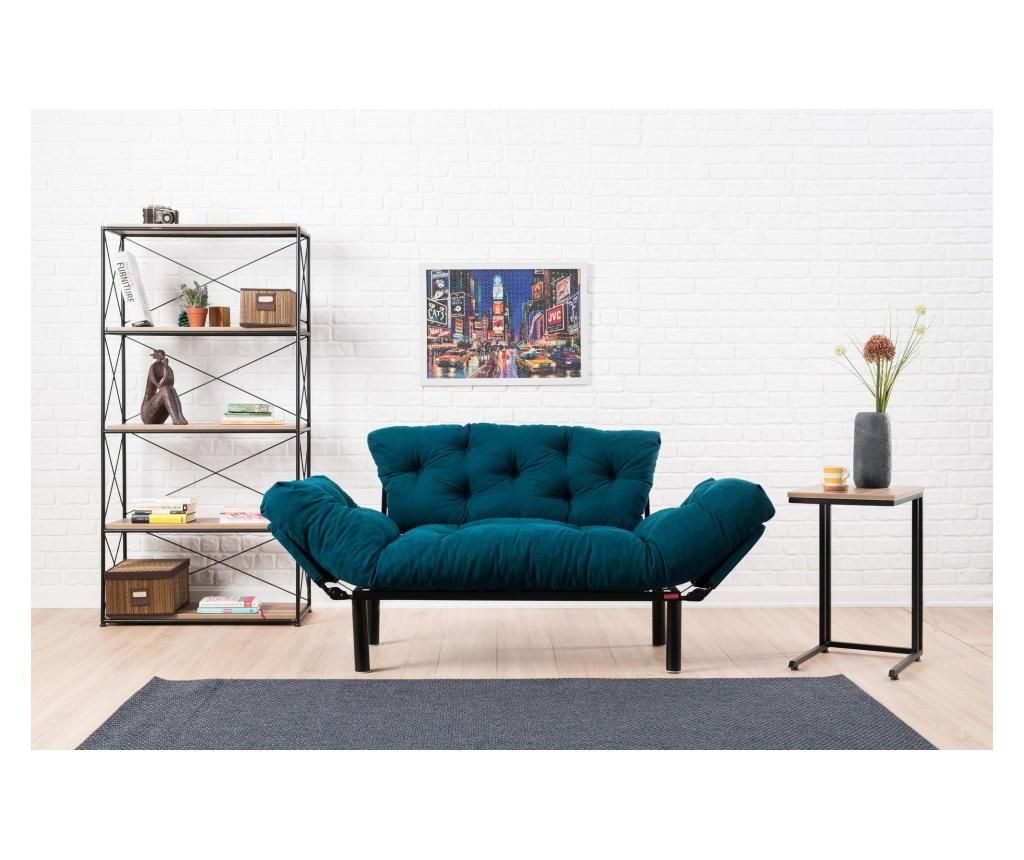 Canapea extensibila cu 2 locuri Futon, Nitta Petrol Blue, 155x73x85 cm - FUTON, Albastru