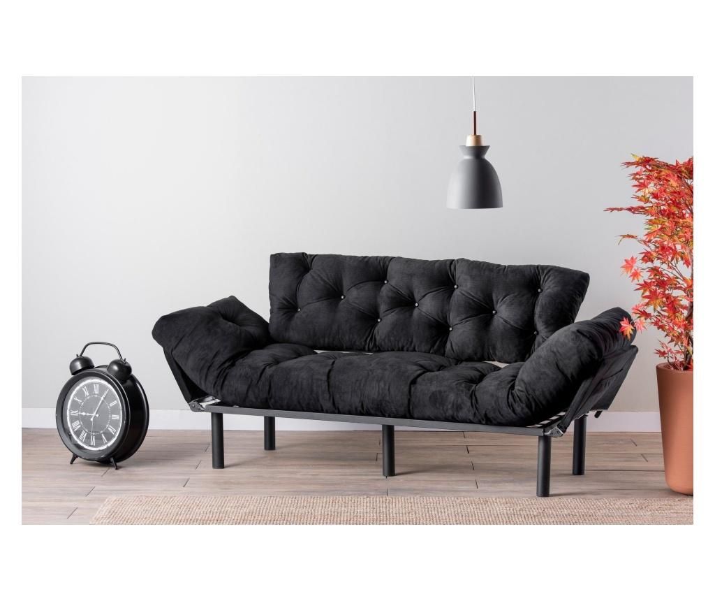 Canapea extensibila cu 3 locuri Futon, 185x70x85 cm - FUTON, Negru