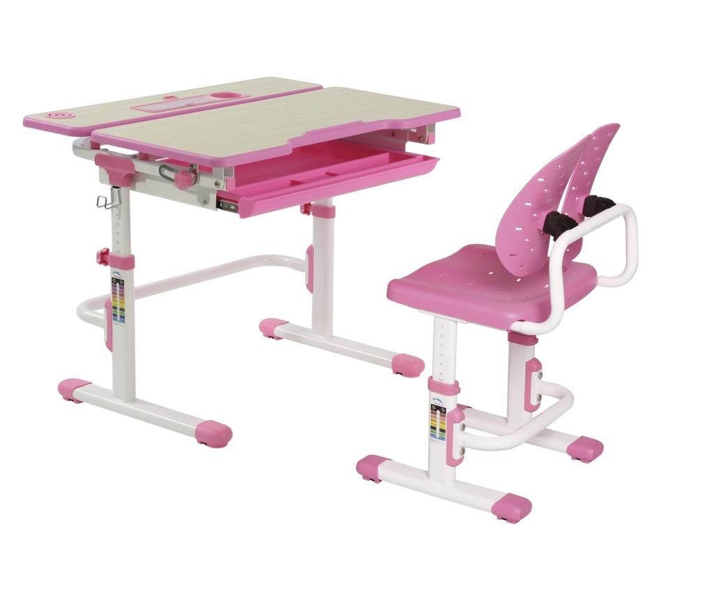 Set birou si scaun copii ergonomic reglabil in inaltime ErgoK Ivy Roz - ErgoK