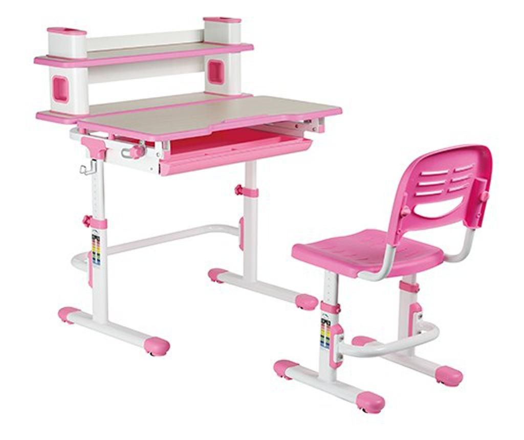 Set birou si scaun copii ergonomic reglabil in inaltime ErgoK ARIN Roz - ErgoK