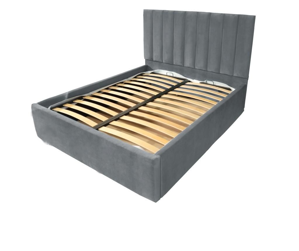 Pat dublu cu somiera, Beds Place, Hampton, Premium, Gri 85, 160x200 cm - Beds Place