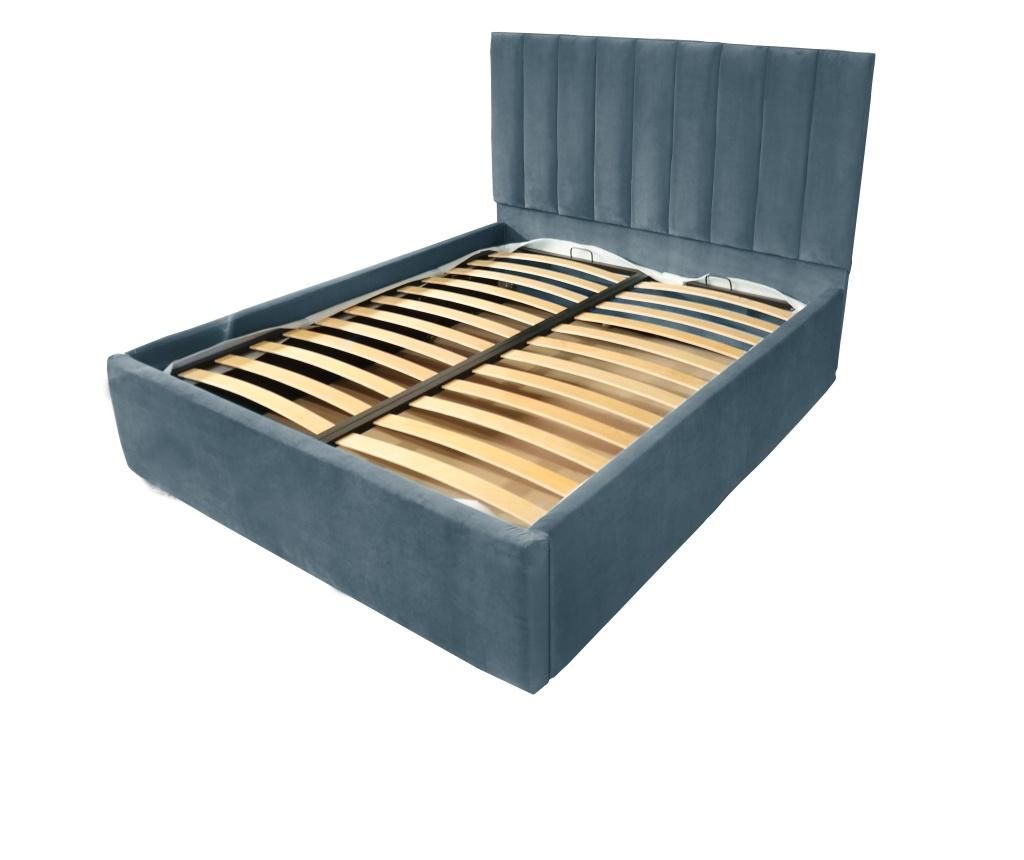 Pat dublu cu somiera, Beds Place, Hampton, Premium, Albastru 73, 120x200 cm - Beds Place