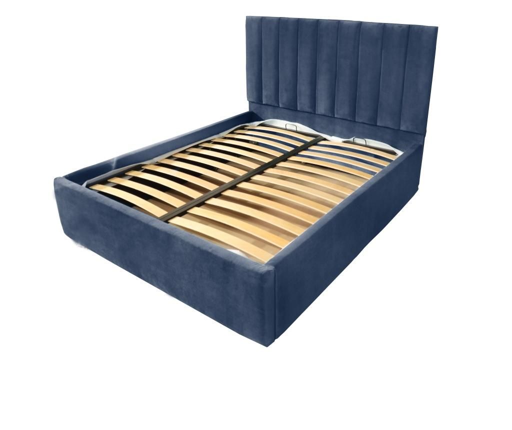 Pat dublu cu somiera, Beds Place, Hampton, Premium, Albastru 74, 180x200 cm - Beds Place