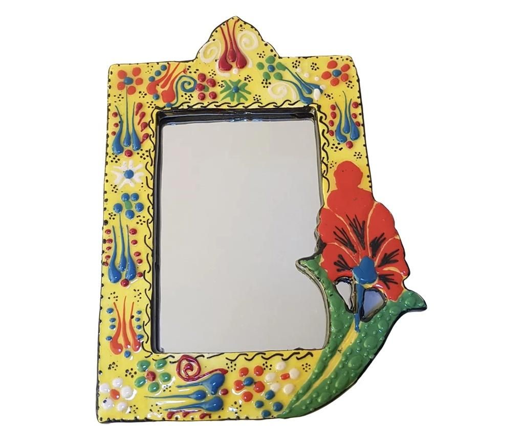 Oglinda in rama cu desen floral, galben, 24 x 17 cm, EHA - EHA