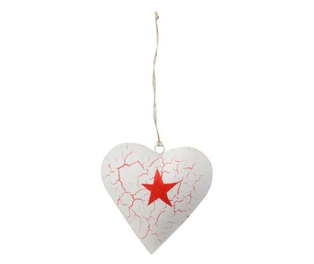 Decoratiune Craciun Heart with Red star, 10x10 cm - Isabelle Rose
