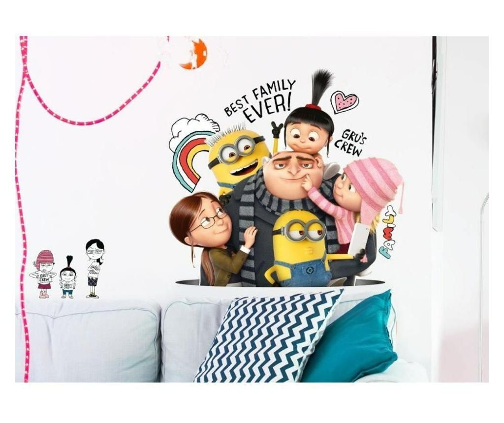 Set 2 stickere decorative de perete Minions, hartie, 67x47x1 cm - Minions, Multicolor