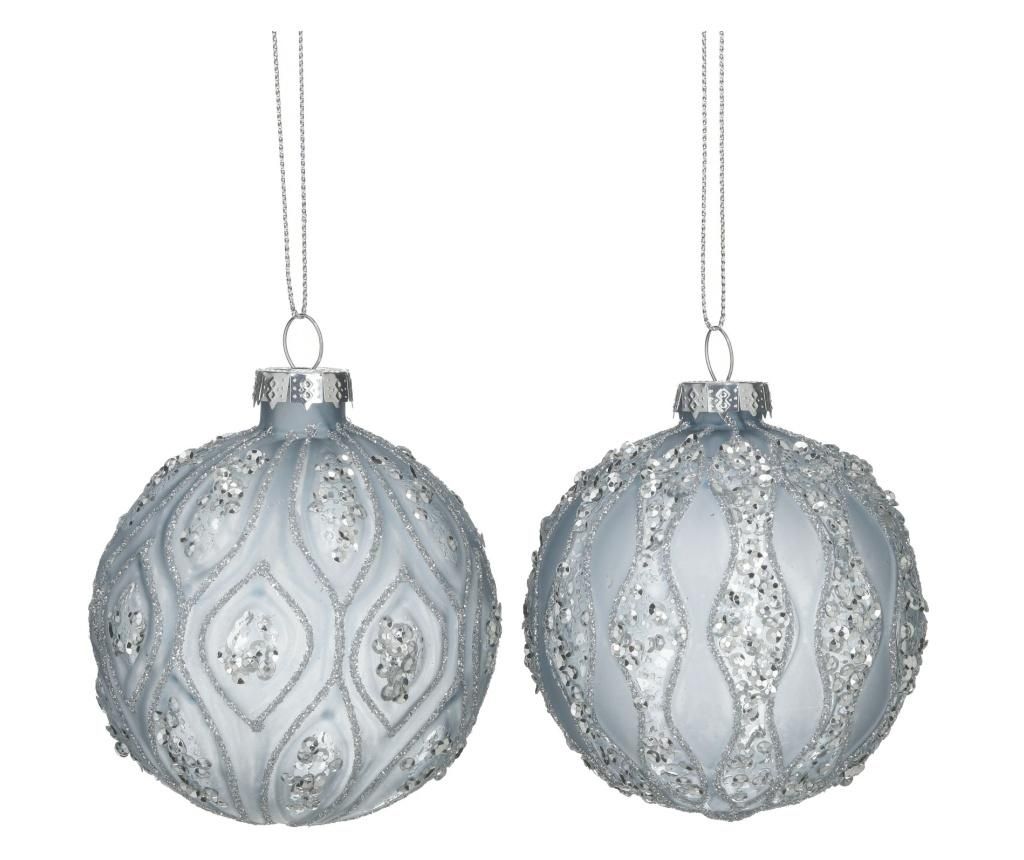 Set 6 decoratiuni suspendabile de Craciun Inart, plastic, gri/argintiu – inart, Gri & Argintiu inart