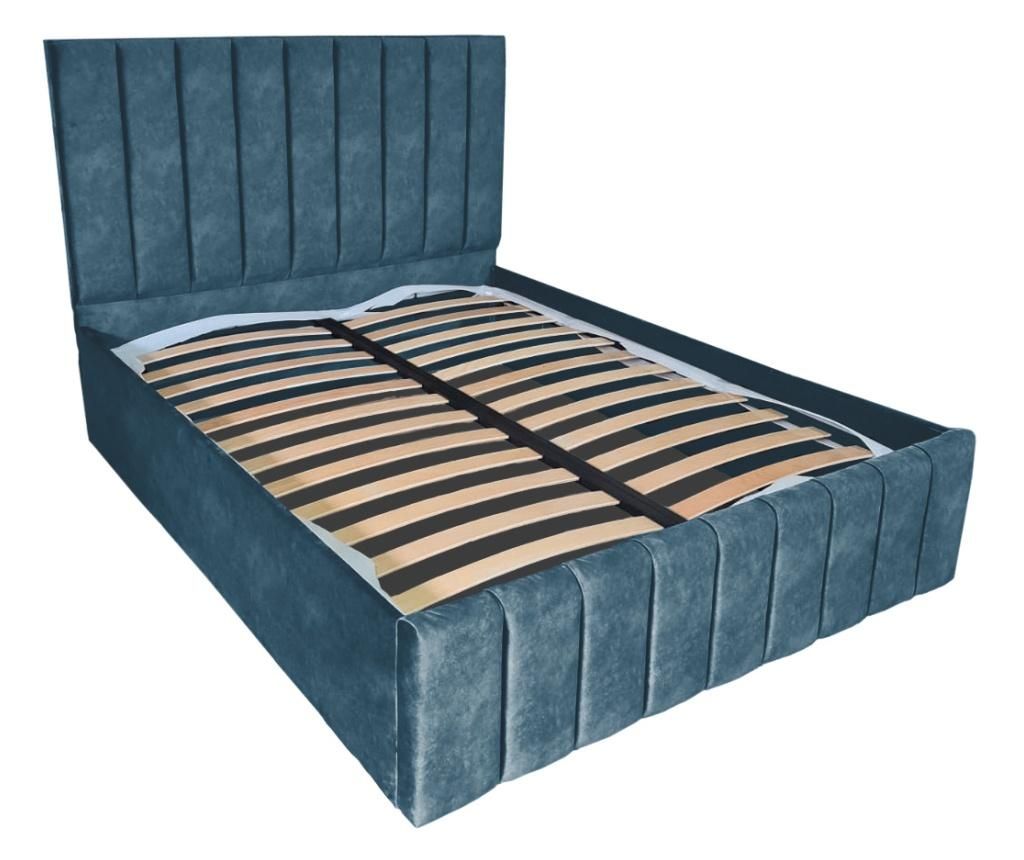 Pat dublu cu somiera, Beds Place, Diego V2 Bleumarin, 160x200 cm, H130 cm - Beds Place