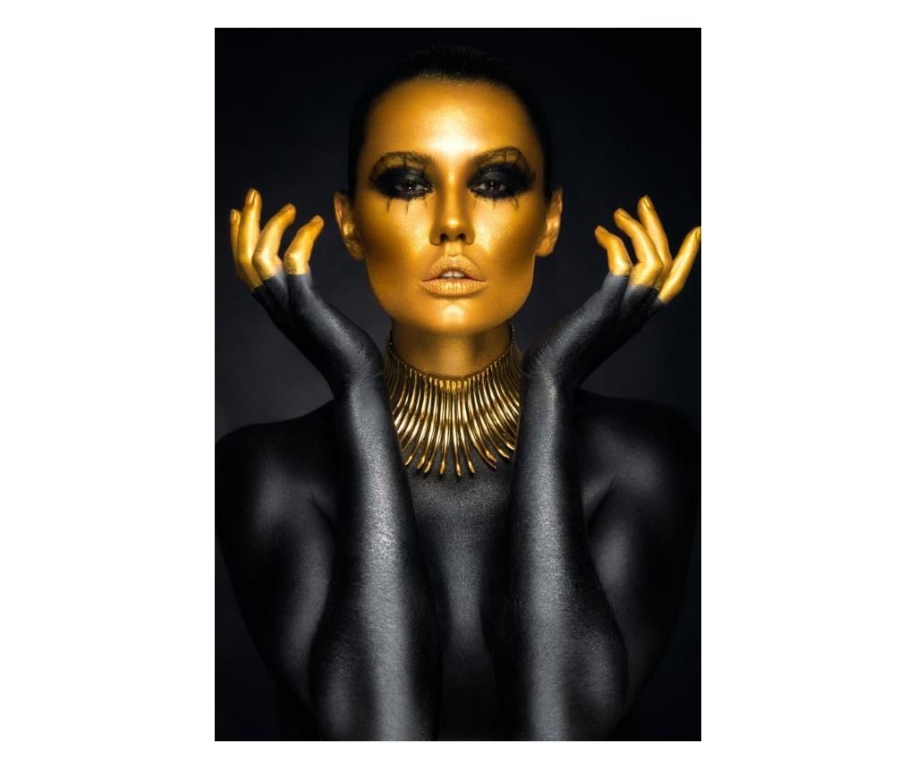 Fototapet Portert femeie auriu-negru 2, 200 x 255 cm - Blueback MAT