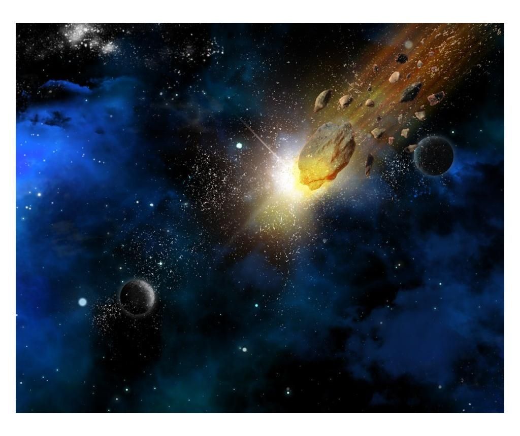 Fototapet autocolant Univers10 Meteoriti calatorind prin spatiu, 220 x 135 cm - MEDIA