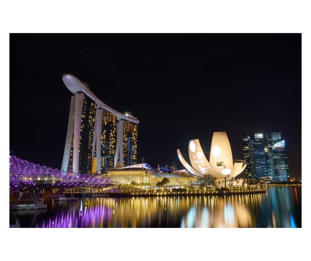 Fototapet autocolant City86 Singapore noaptea, 220 x 135 cm - MEDIA