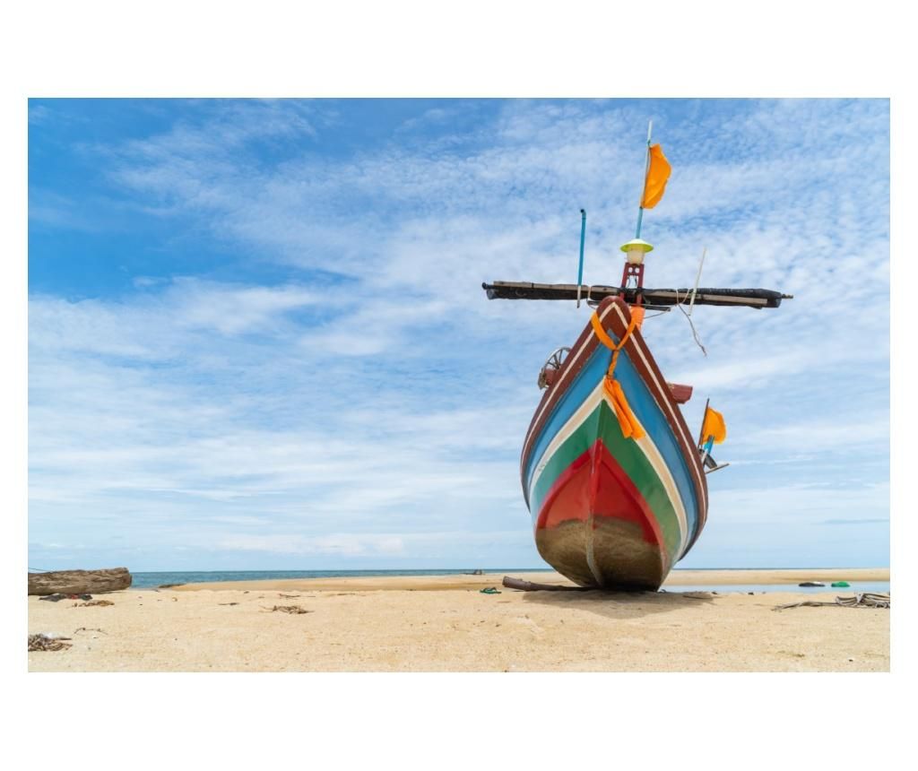Fototapet Plaja81 cu barca traditionala, 250 x 200 cm - Blueback MAT