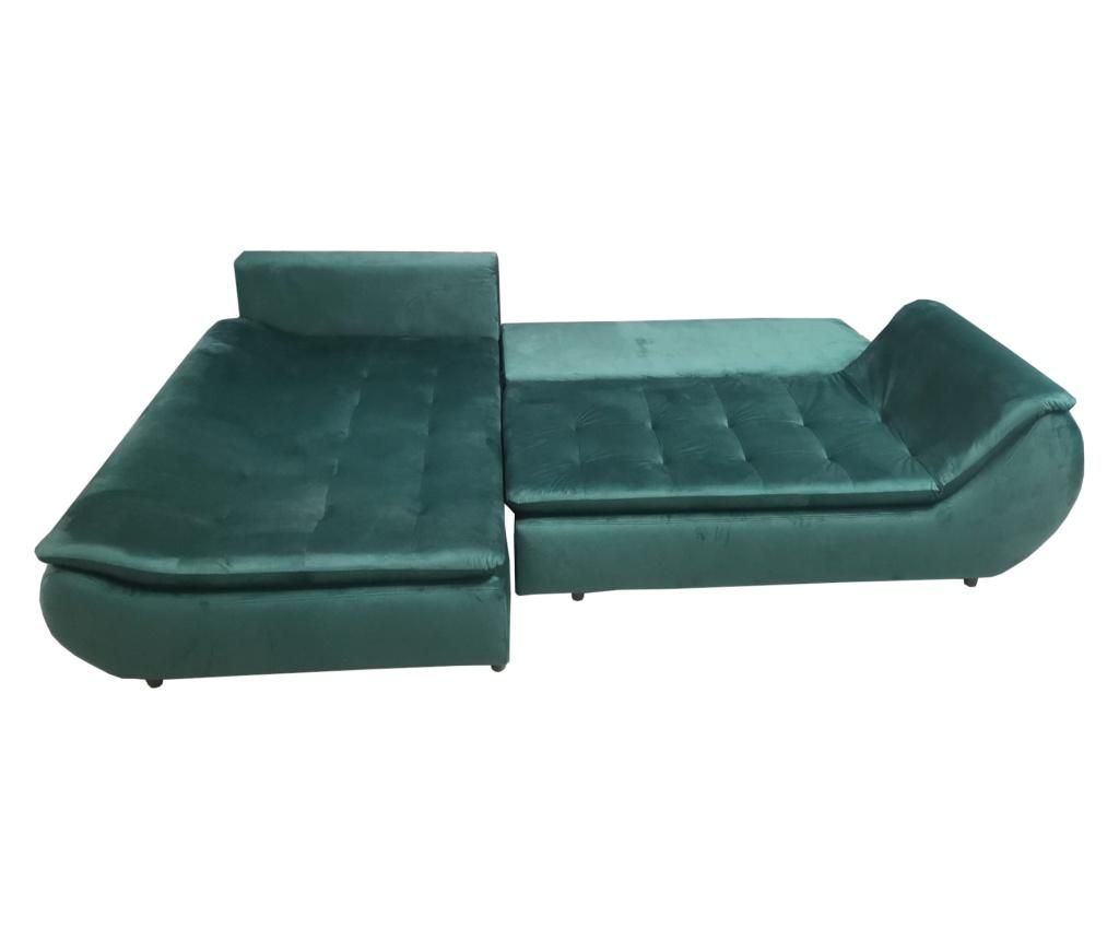 Coltar Aty cu structura din lemn masiv, Lider Furniture, verde smarald, catifea, 310x185x72cm - Lider Furniture