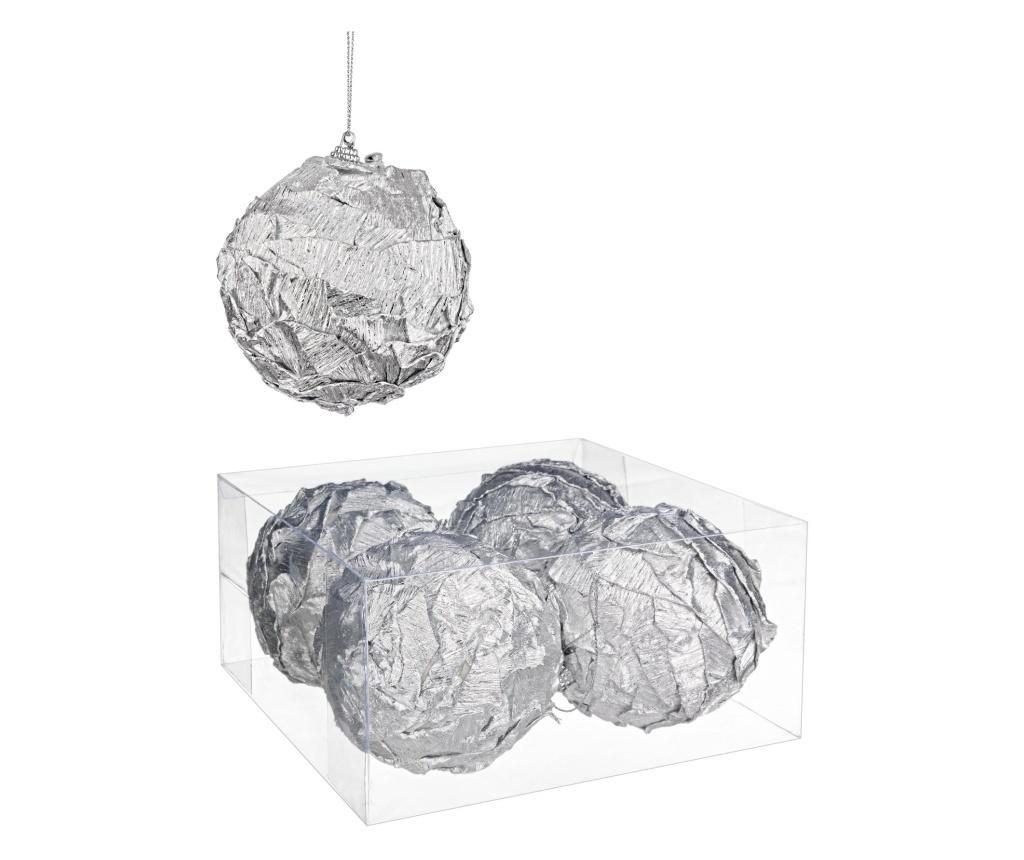 Set 4 globuri de Craciun Bizzotto, Winter dream, aluminiu – Bizzotto, Gri & Argintiu Bizzotto imagine 2022