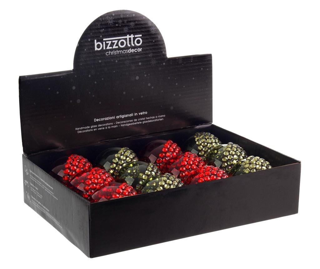 Set 12 globuri decorative de Craciun Bizzotto, Winter dream, sticla, rosu/auriu – Bizzotto, Rosu Bizzotto imagine reduceri 2022