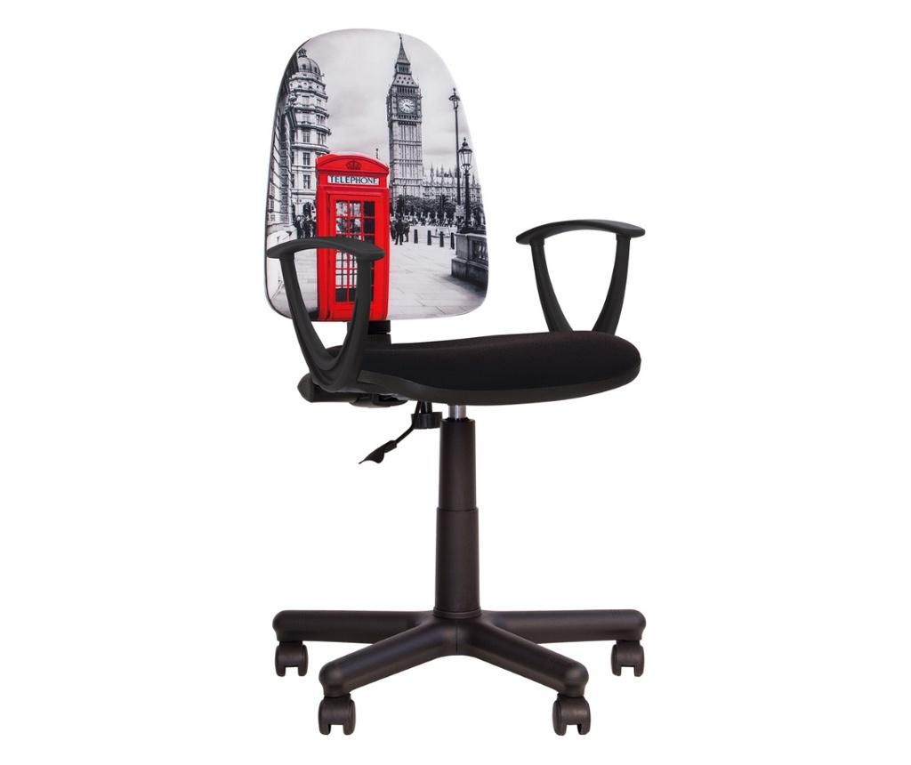Scaun de birou BOTAS GTP, cu brate, textil , negru/multicolor - Concept Mobili