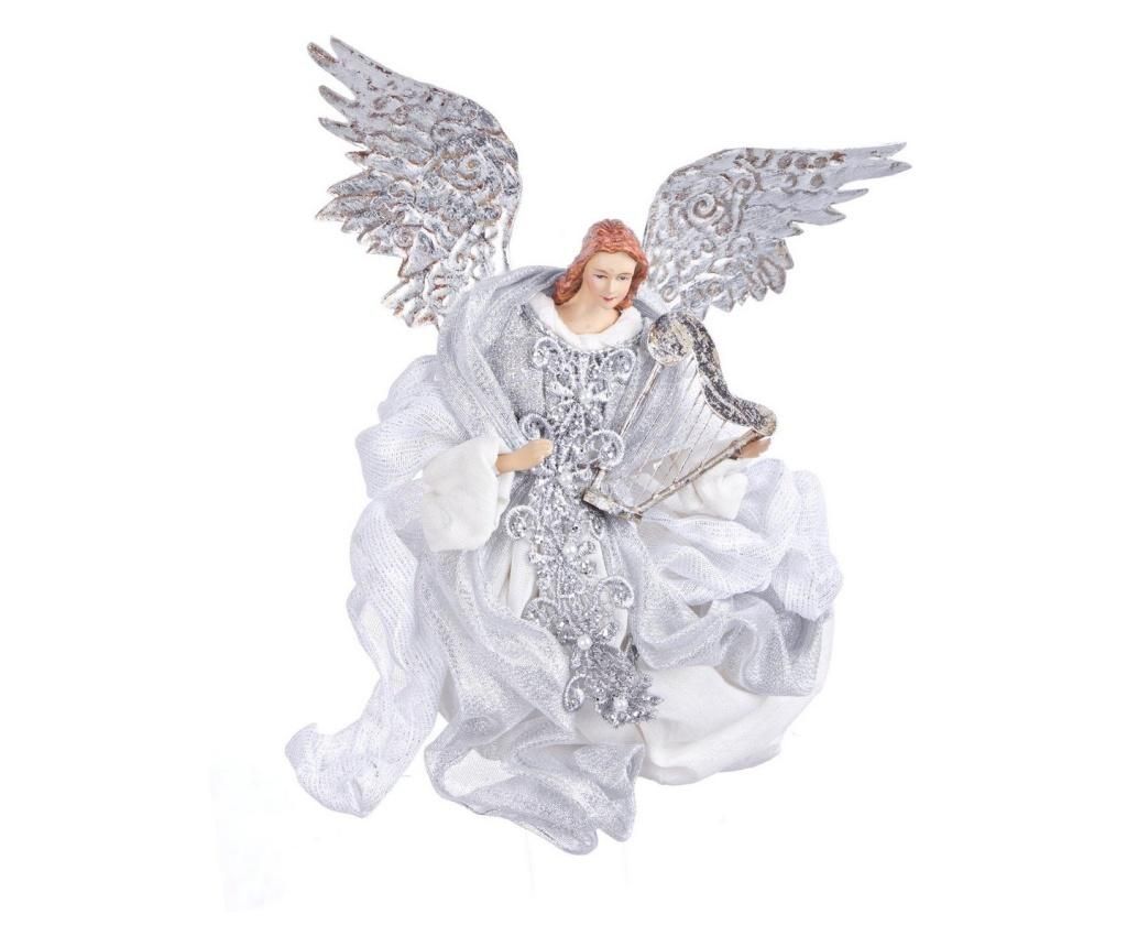 Figurina Inger din polirasina argintie si textil alb Fastoso 20x10x28 cm - Bizzotto