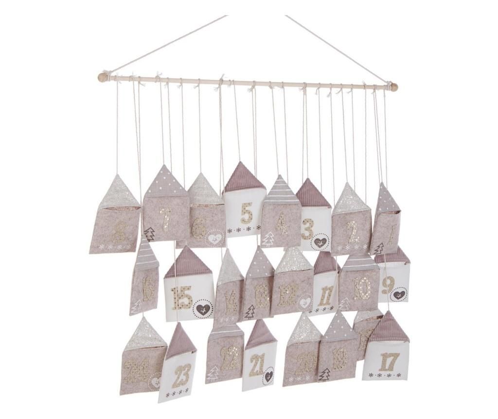 Calendar Advent Craciun din textil bej 60x70 cm - Bizzotto