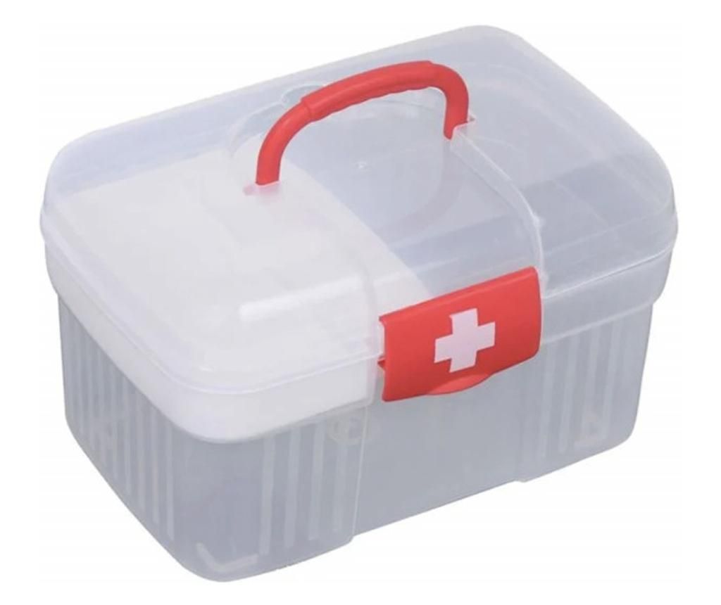 Cutie organizator depozitare si pastrare medicamente, Pufo Medicine, 20 x 14 cm, rosu - Pufo