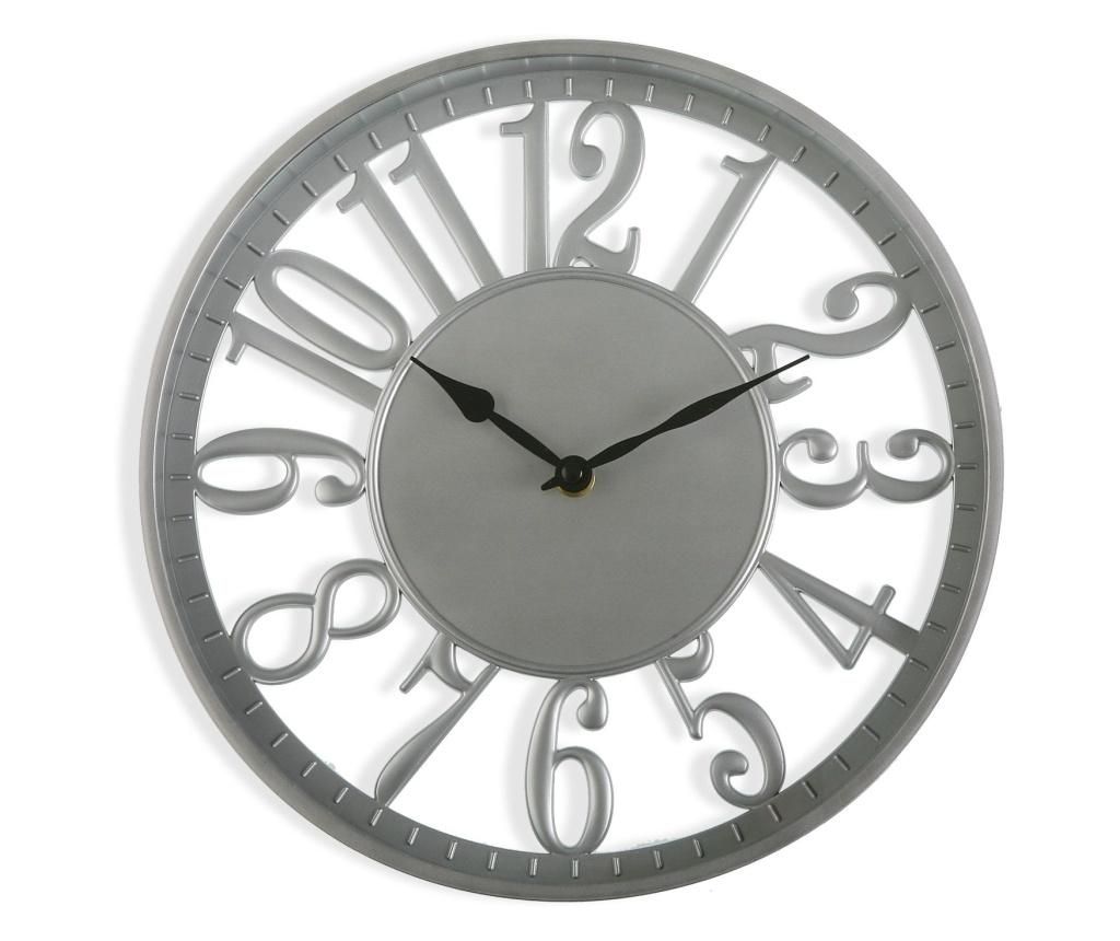 Ceas de perete Versa, poliester, 30x30x5 cm, argintiu – Versa, Gri & Argintiu Versa