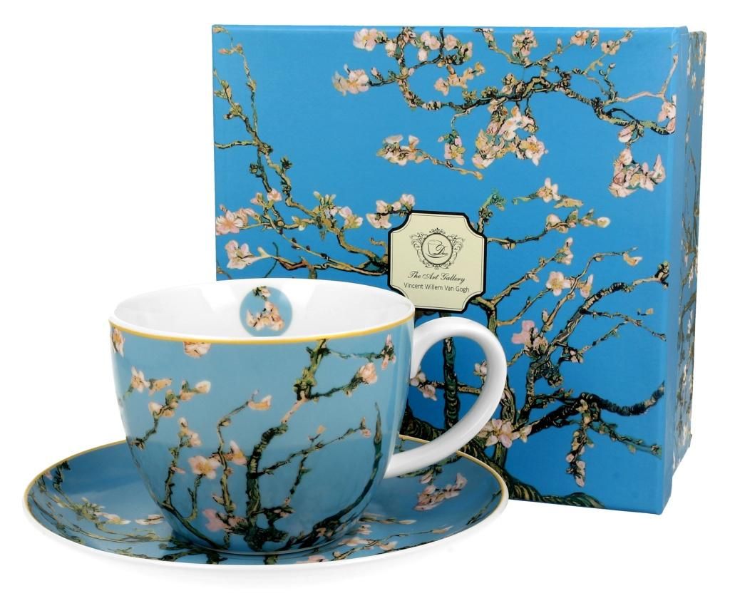 Ceasca cu farfurioara Duo, Almond Blossom, Bone China, ⌀11 cm, multicolor, 500 ml - DUO, Multicolor