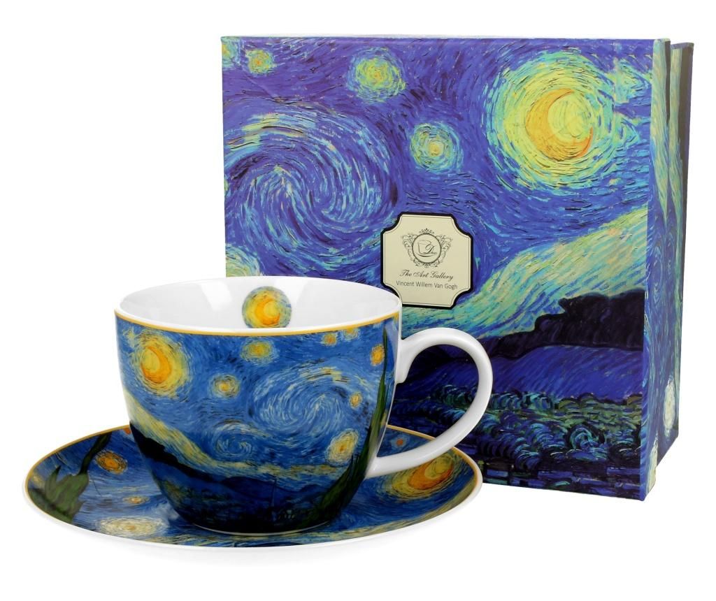 Ceasca cu farfurioara Duo, Starry Night, Bone China, ⌀11 cm, multicolor, 500 ml – DUO, Multicolor DUO