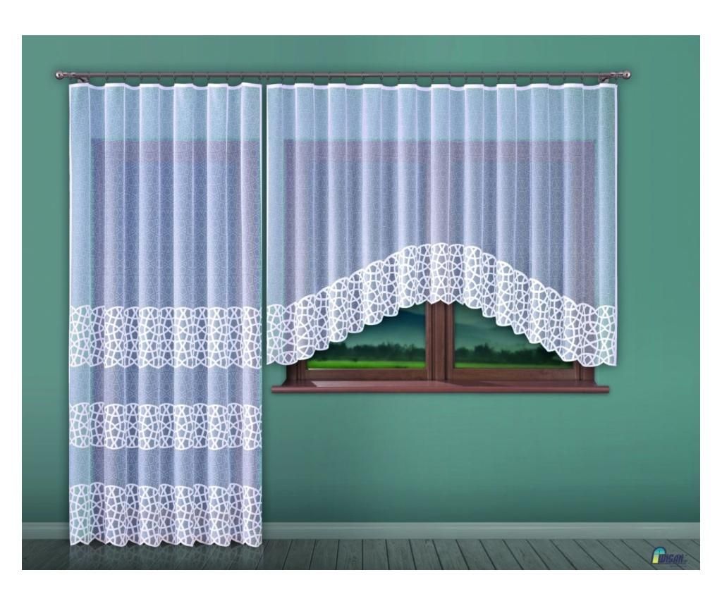 Set Perdele Cezaria 150 x 250 cm + 300 x 160 cm, 100% Poliester, dantela, alb - PETSI BG LTD