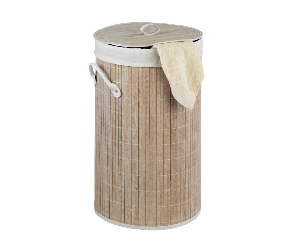 Cos cu capac pentru rufe Wenko, Bamboo Natural White, 55 L - Wenko, Alb - 1 | YEO