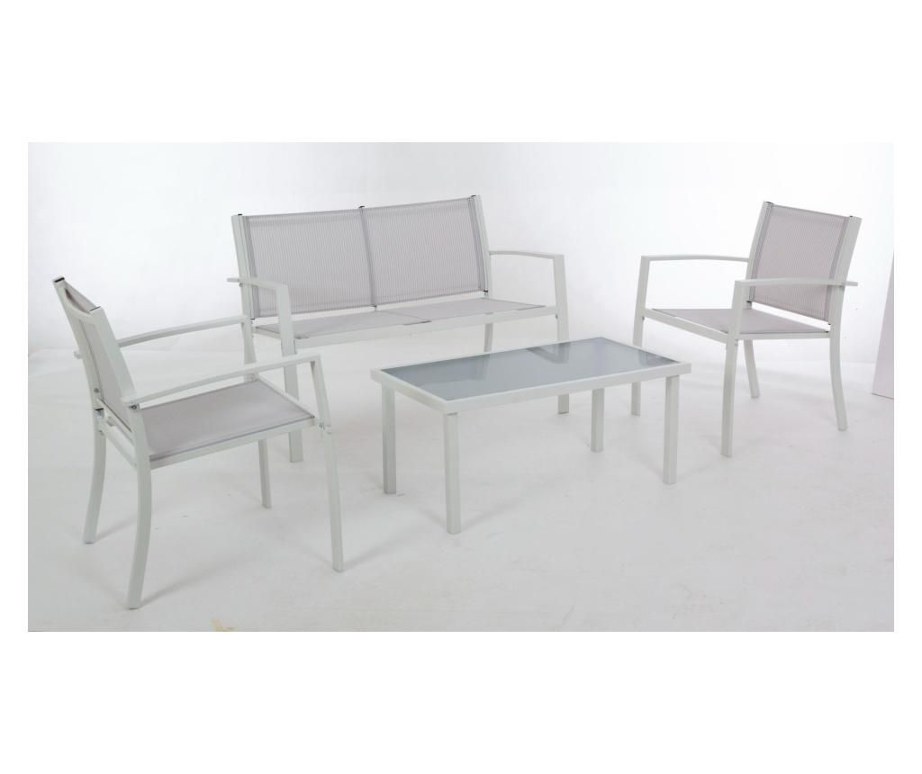 Set mobilier de exterior 4 piese Yes, PEDER, structura din otel, alb – YES vivre imagine noua