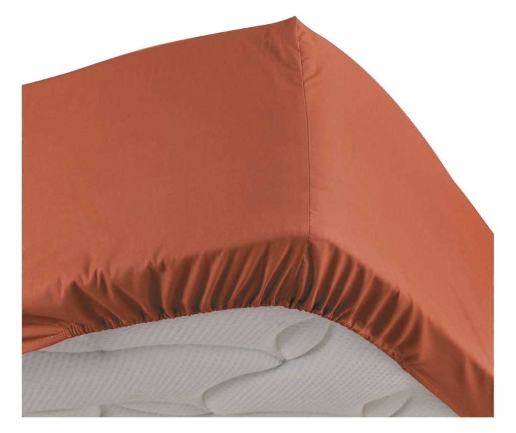 Cearsaf de pat cu elastic Douceur D’intérieur, bumbac, 140×190 cm, rosu teracota – douceur d’intérieur, Portocaliu douceur d'intérieur