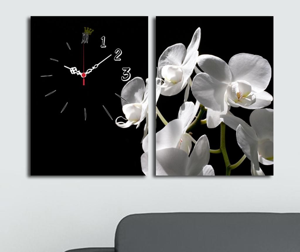 Set 2 Tablouri Cu Ceas Clock Art, Simple, Panza Imprimata, 30x40 Cm - Clock Art, Negru