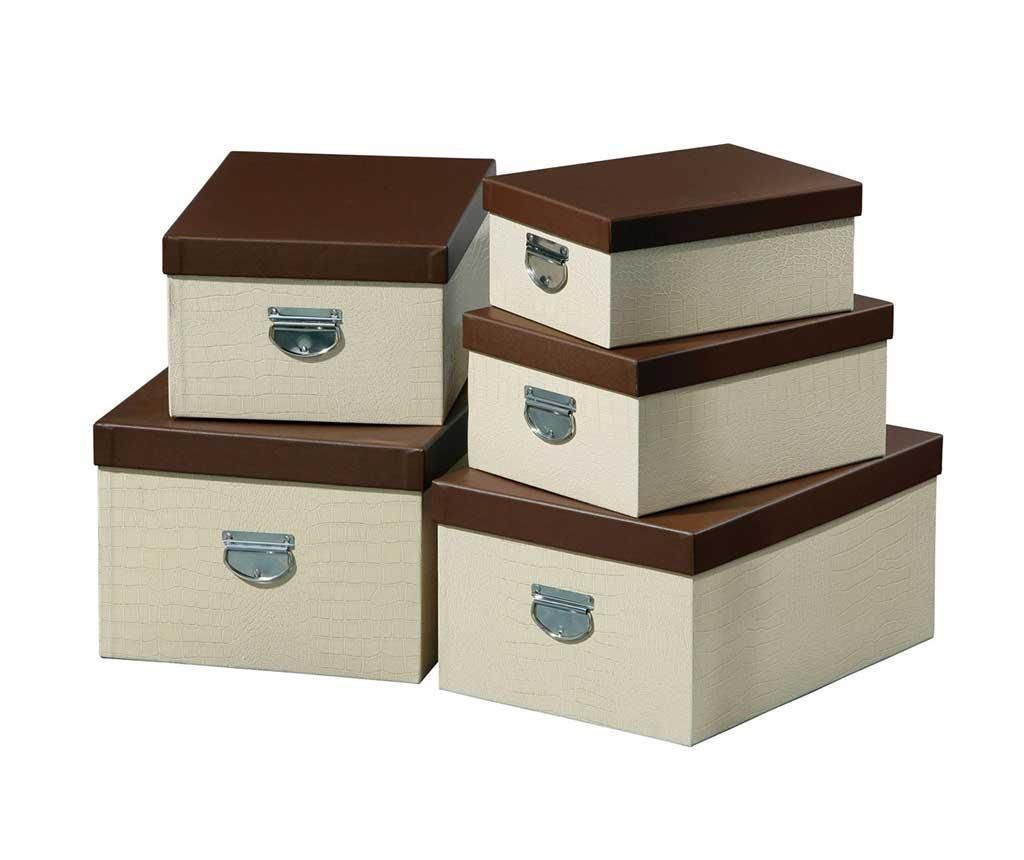 Set 5 cutii cu capac Cream Crocodile - Premier, Crem de la Premier