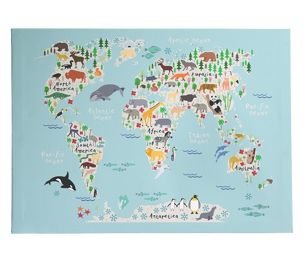 Slika Mapamundi Animals 50x70 Cm Vivre si