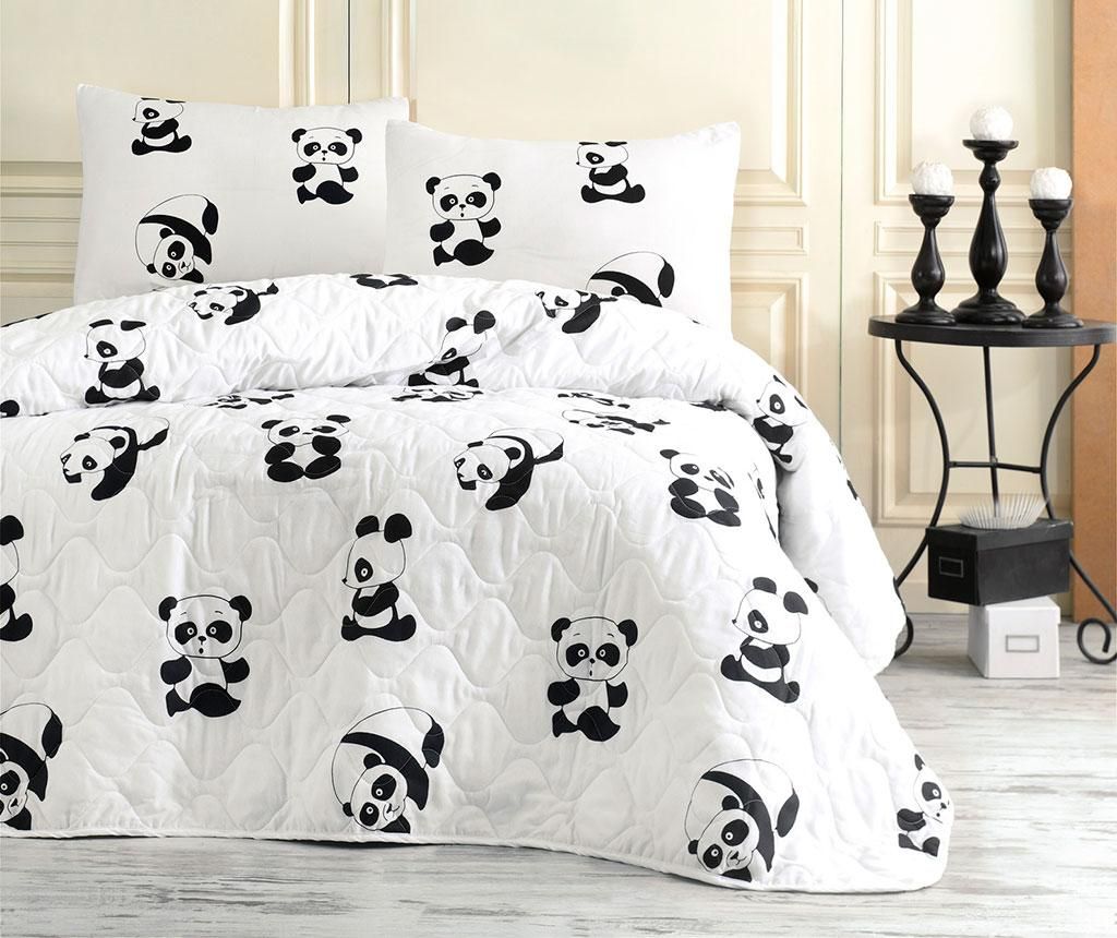 Set cuvertura matlasata Single Panda - EnLora Home, Alb de la EnLora Home