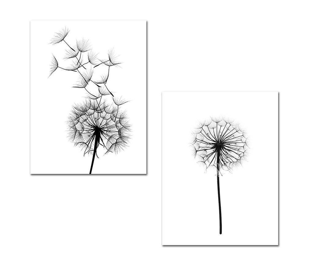 Set 2 tablouri Black Dandelions 30x40 cm - Onno Set 2 tablouri Black Dandelions 30x40 cm - Onno